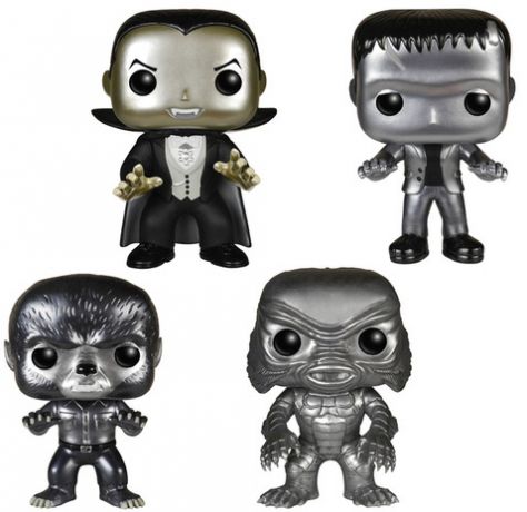 Figurine Funko Pop Universal Monsters Universal Monsters - Noir et Blanc Métallique - 4 pack