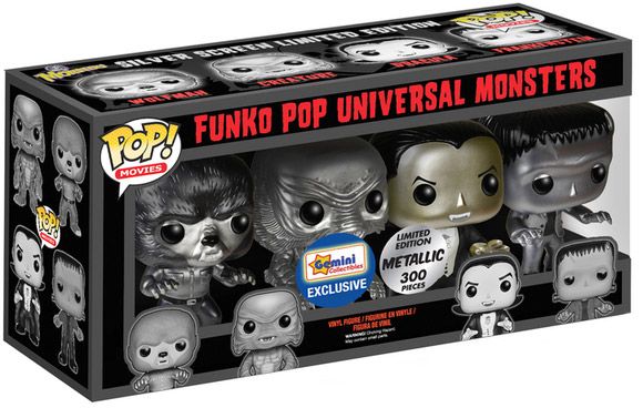 Figurine Funko Pop Universal Monsters Universal Monsters - Noir et Blanc Métallique - 4 pack