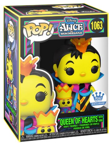 Figurine Funko Pop Alice au Pays des Merveilles [Disney] #1063 Reine de cœur avec roi de cœur - Black Light 