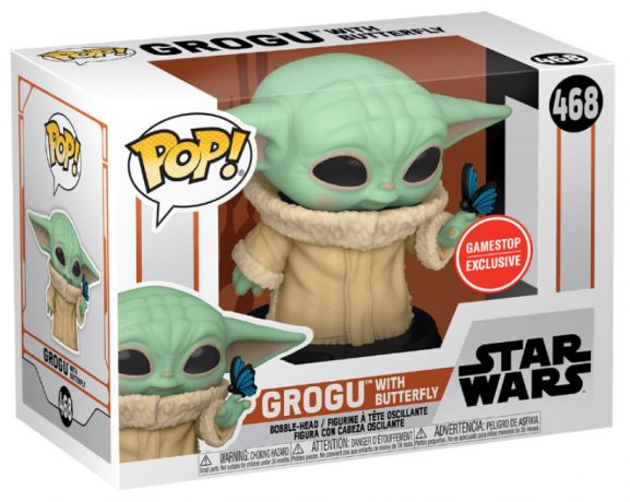 Figurine Funko Pop Star Wars : Le Mandalorien #468 Grogu avec papillon 