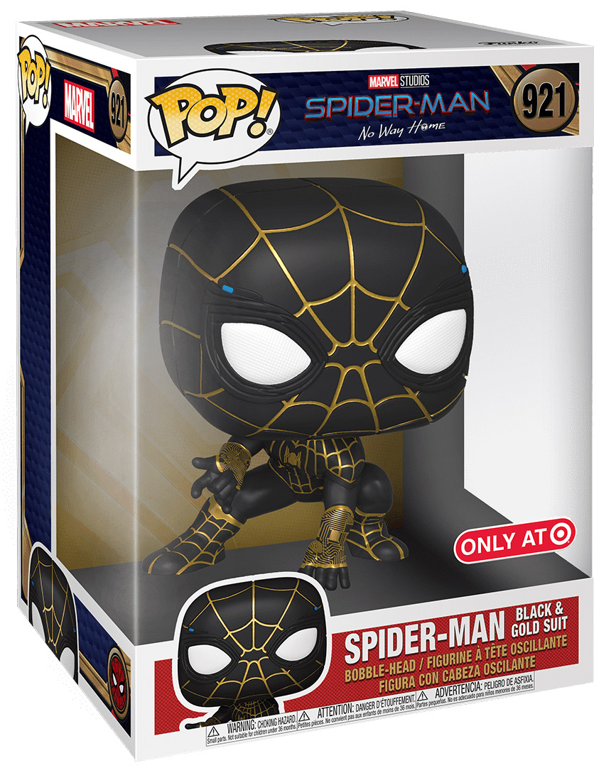 Figurine Pop Spider-Man: No Way Home #921 pas cher : Spider-Man costume  noir et or - 25 cm