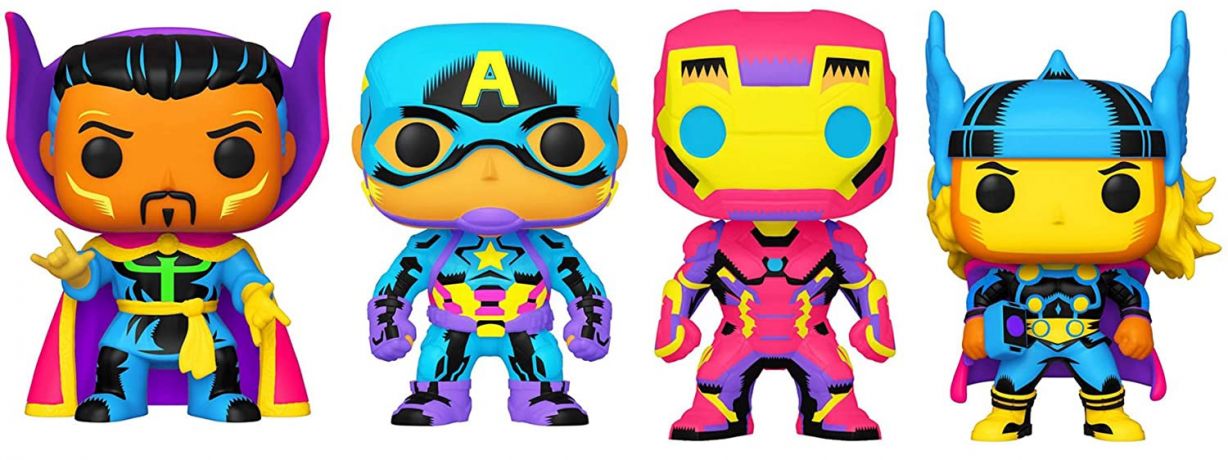 Figurine Funko Pop Marvel Comics Captain America / Iron Man / Thor / Doctor Strange Black Light