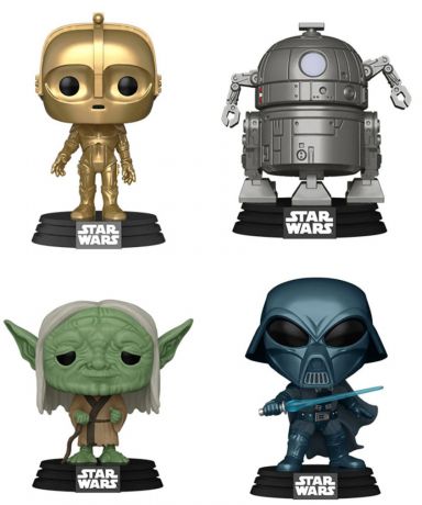 Figurine Funko Pop Star Wars Concept Series Yoda, C-3PO, Darth Vader & R2-D2 Concept Series Pack