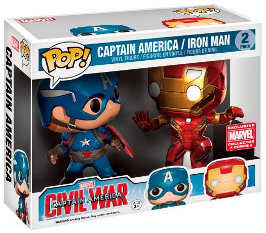 Figurine Funko Pop Captain America : Civil War [Marvel] Captain America VS Iron Man - En Action - 2 Pack