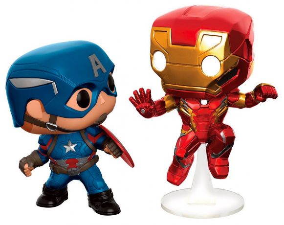 Figurine Funko Pop Captain America : Civil War [Marvel] Captain America VS Iron Man - En Action - 2 Pack