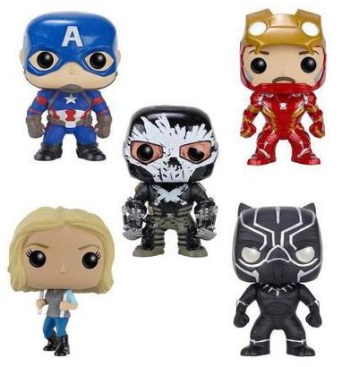 Figurine Funko Pop Captain America : Civil War [Marvel] Captain America, Iron Man, Agent 13, Black Panther, Crossbones (Civil War) (5-Pack)