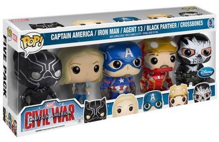 Figurine Funko Pop Captain America : Civil War [Marvel] Captain America, Iron Man, Agent 13, Black Panther, Crossbones (Civil War) (5-Pack)