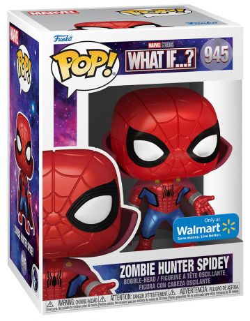 Figurine Funko Pop Marvel What If...? #945 Zombie Hunter Spidey - Métallique