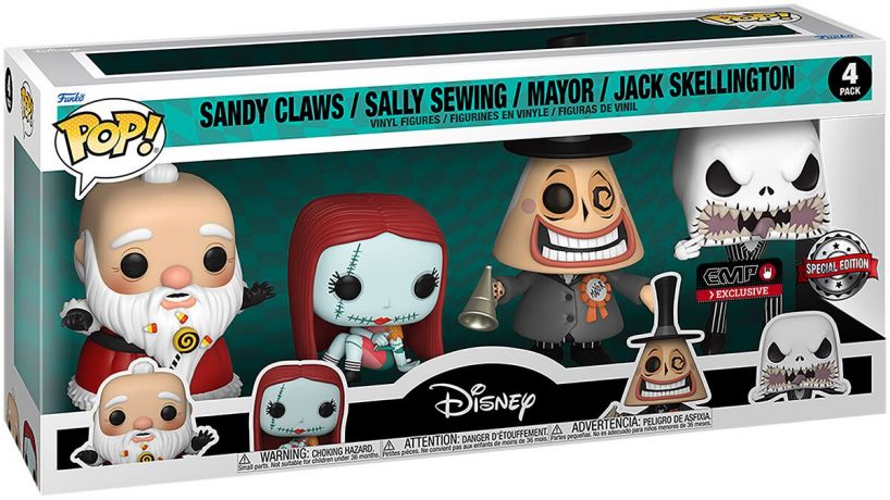 Figurine Funko Pop L'étrange Noël de M. Jack [Disney] Sandy Claws/Sally Sewing/Mayor/Jack Skellington - Pack