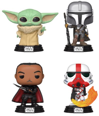 Figurine Funko Pop Star Wars : Le Mandalorien Moff Gideon, Grogu, Incinerator Stormtrooper - Pack