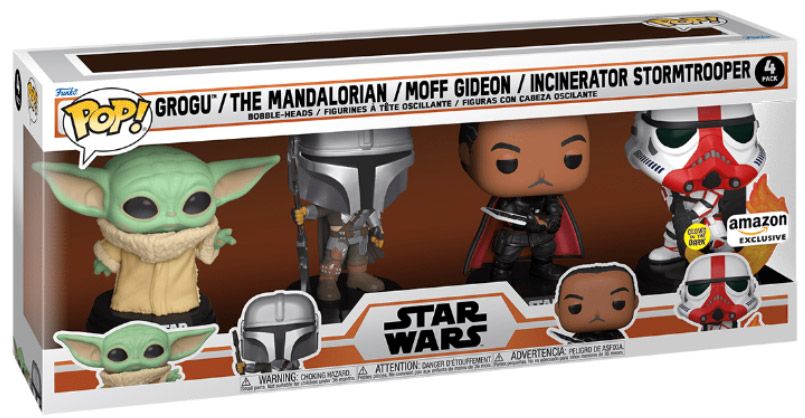 Figurine Funko Pop Star Wars : Le Mandalorien Moff Gideon, Grogu, Incinerator Stormtrooper - Pack