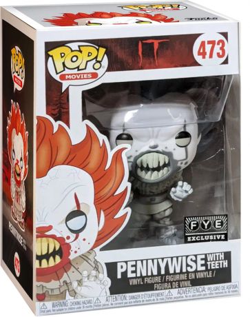 Figurine Funko Pop Ça #473 Grippe-sou avec les dents - Noir et Blanc