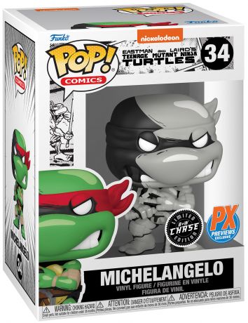 Figurine Funko Pop Tortues Ninja #34 Michelangelo Noir et Blanc [Chase]