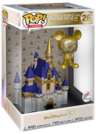 Figurine Funko Pop Walt Disney World 50ème Anniversaire  #26 Château de Cendrillon avec Mickey Mouse Or