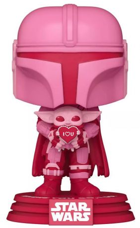 Figurine Funko Pop Star Wars : Saint-Valentin #498 Le Mandalorien avec Grogu - Saint-Valentin