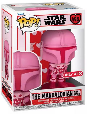 Figurine Funko Pop Star Wars : Saint-Valentin #498 Le Mandalorien avec Grogu - Saint-Valentin