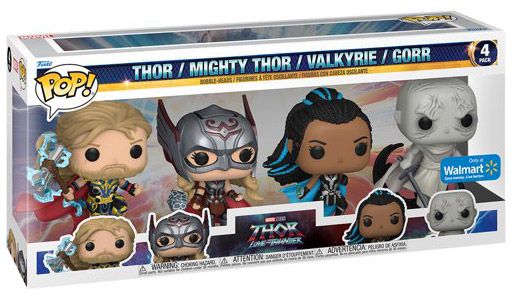 Figurine Funko Pop Thor : Love and Thunder Thor / Mighty Thor / Valkyrie / Gorr - Pack