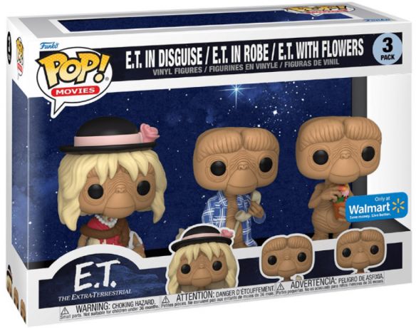 Figurine Funko Pop E.T. l'Extra-terrestre  E.T. déguisé, en robe de chambre et avec des fleurs - Pack