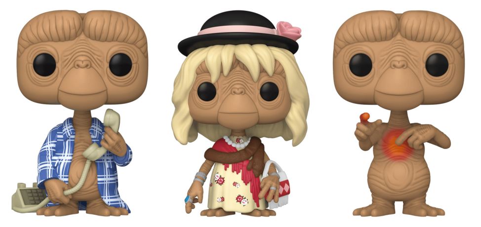 Figurine Funko Pop E.T. l'Extra-terrestre  E.T. déguisé, en robe de chambre et avec des fleurs - Pack