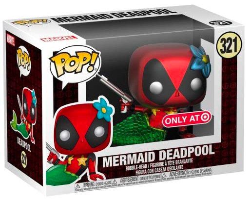 Figurine Funko Pop Deadpool [Marvel] #321 Deadpool en Sirène - Métallique - T-Shirt