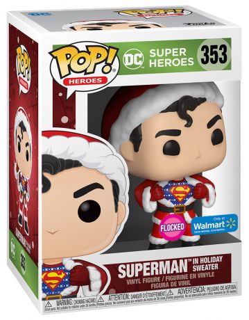 Figurine Funko Pop DC Super-Héros #353 Superman avec Chandail Noël - Flocked - T-Shirt