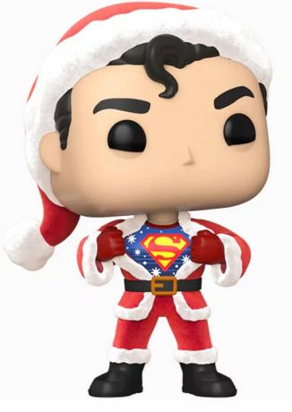 Figurine Funko Pop DC Super-Héros #353 Superman avec Chandail Noël - Flocked - T-Shirt