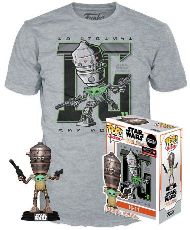 Figurine Funko Pop Star Wars : Le Mandalorien #427 IG-11 avec l'enfant - T-Shirt