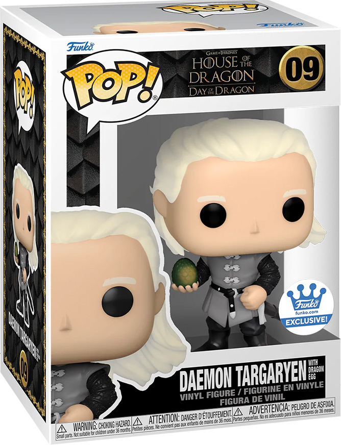 Figurine Pop House of the Dragon 9 pas cher Daemon Targaryen avec œuf de dragon