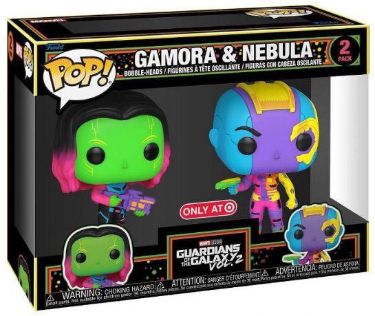 Figurine Funko Pop Les Gardiens de la Galaxie 2 [Marvel] Gamora & Nebula (Black Light) - Pack