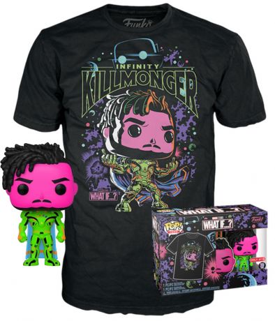 Figurine Funko Pop Marvel What If...? #989 Infinity Killmonger - Black Light - T-Shirt