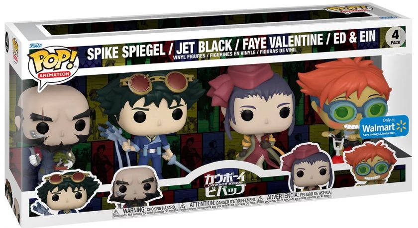 Figurine Funko Pop Cowboy Bebop Spike / Jet Black / Faye Valentine / ED & Ein - Pack