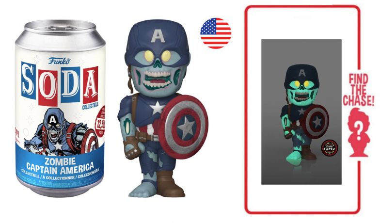 Figurine Funko Soda Marvel What If...? Zombie Captain America (Canette Bleue)