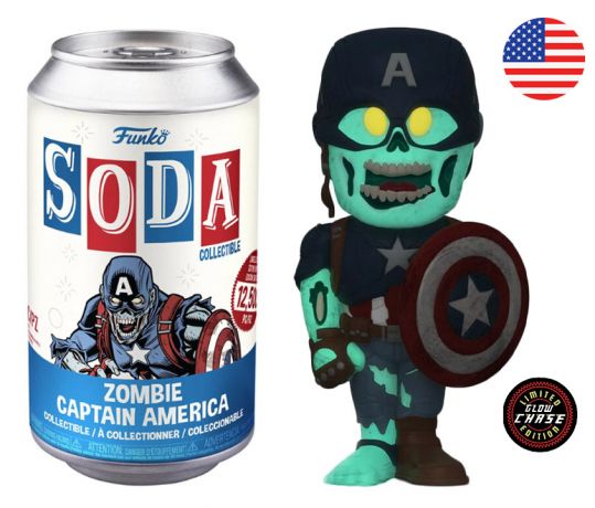 Figurine Funko Soda Marvel What If...? Zombie Captain America (Canette Bleue) [Chase]