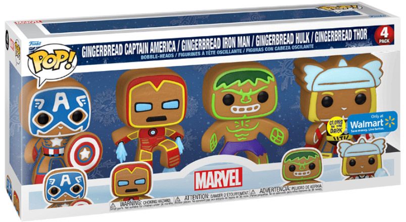 Figurine Funko Pop Marvel Comics Pain d'épices Captain America / Iron Man / Hulk / Thor - Pack