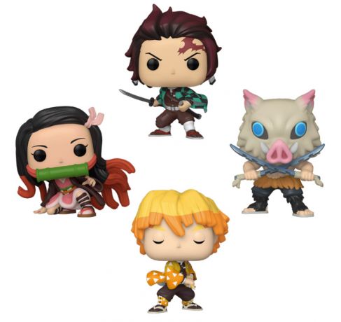 Figurine Funko Pop Demon Slayer Tanjiro Kamado / Nezuko Kamado / Zenitsu Agatsuma / Inosuke Hashinira - Pack