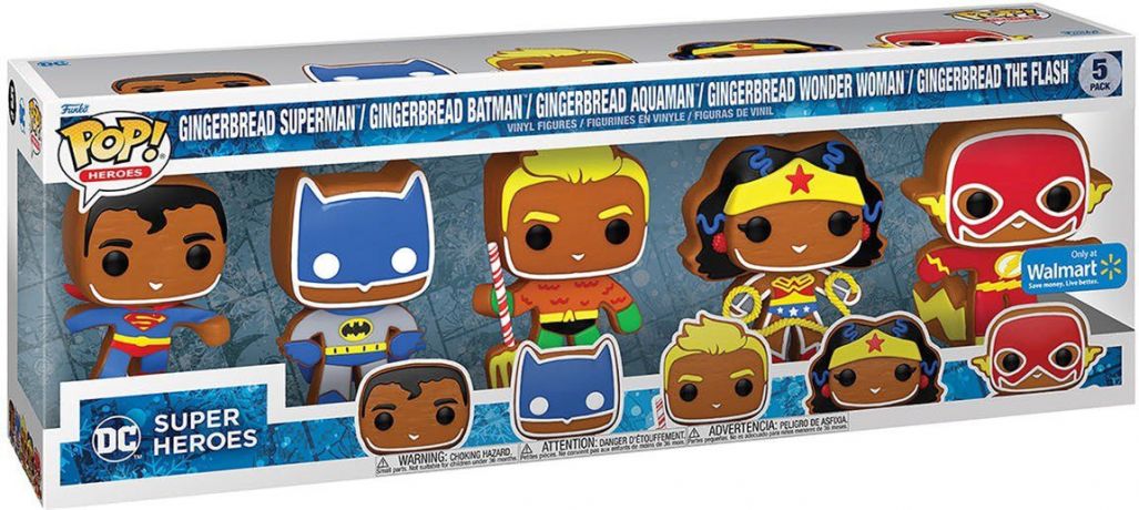 Figurine Funko Pop DC Super-Héros Pain d'épices Superman / Batman / Aquaman / Wonder Woman / Flash - Pack