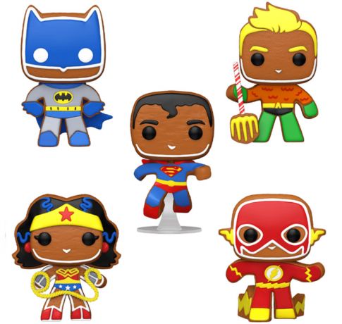 Figurine Funko Pop DC Super-Héros Pain d'épices Superman / Batman / Aquaman / Wonder Woman / Flash - Pack