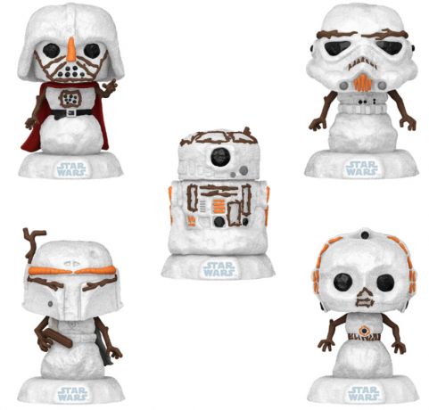 Figurine Funko Pop Star Wars : Noël Dark Vador / Stormtrooper / Boba Fett / C-3PO / R2-D2 - Pack