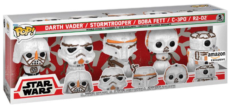 Figurine Funko Pop Star Wars : Noël Dark Vador / Stormtrooper / Boba Fett / C-3PO / R2-D2 - Pack