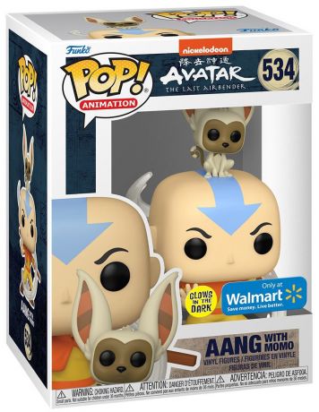 Figurine Funko Pop Avatar: le dernier maître de l'air #534 Aang avec Momo - Glow in the Dark