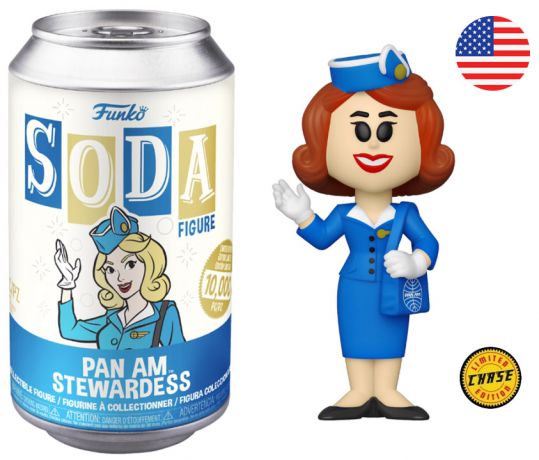 Figurine Funko Soda Icônes de Pub Hôtesse de l'air - Pan Am (Canette Bleue) [Chase]