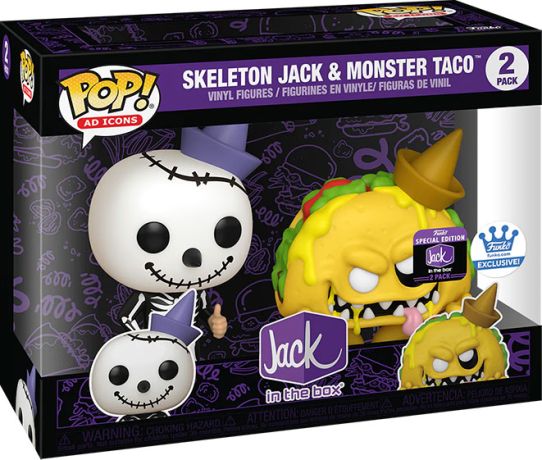 Figurine Funko Pop Icônes de Pub Skeleton Jack & Monster Taco - Pack