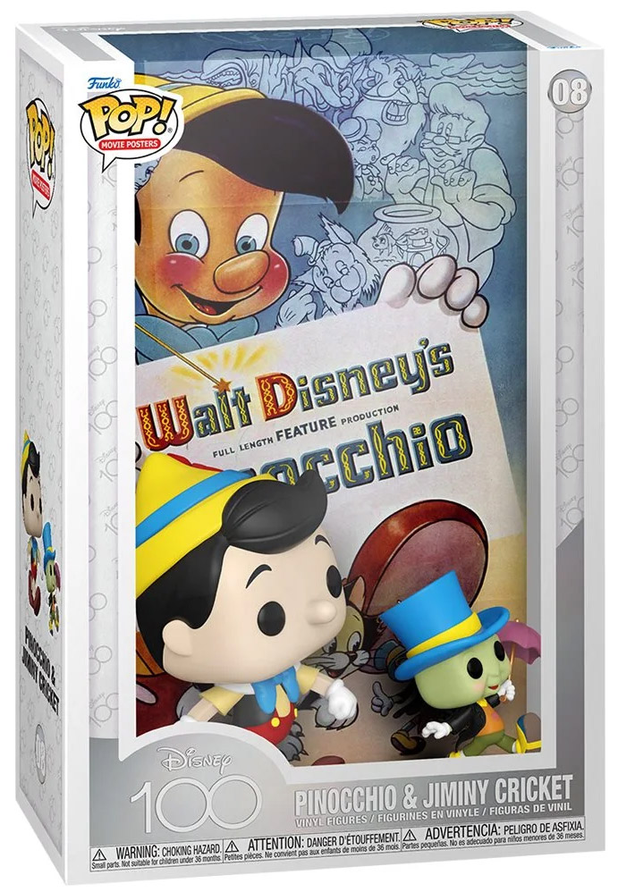 Figurine Pop 100 ans de Disney #8 pas cher : Pinocchio & Jiminy Cricket -  Movie Poster