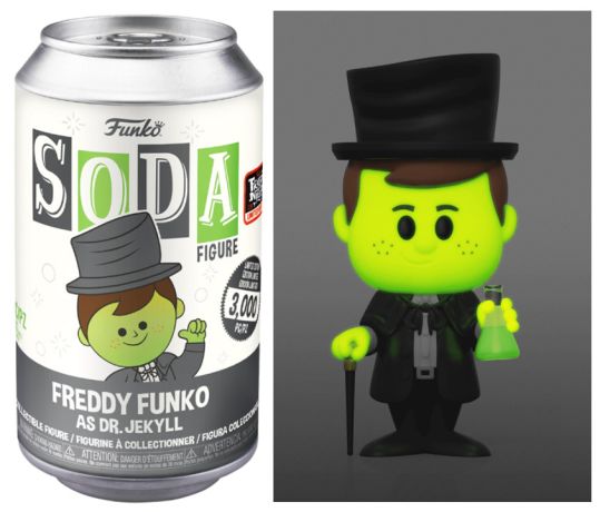 Figurine Funko Soda Freddy Funko Freddy Funko en Dr. Jekyll - Glow in the Dark (Canette Noire)