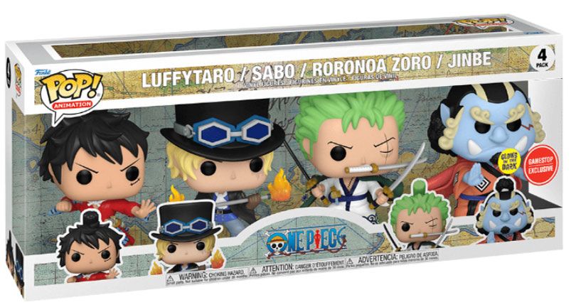 Figurine Pop One Piece pas cher : Luffytaro / Sabo / Zoro / Jinbe - Pack