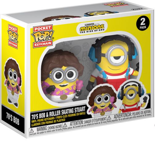 Figurine Funko Pop Les Minions 2 : Il était une fois Gru Stuart en Roller & 70's Bob - Porte-clés