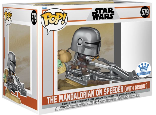 Figurine Funko Pop Star Wars : Le Mandalorien #579 Le Mandalorien sur le Speeder (avec Grogu)