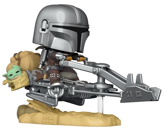 Figurine Funko Pop Star Wars : Le Mandalorien #579 Le Mandalorien sur le Speeder (avec Grogu)