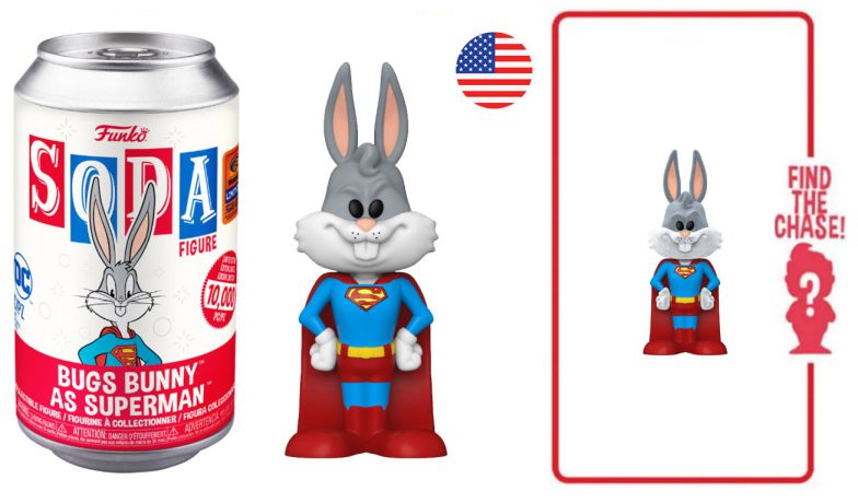 Figurine Funko Soda Looney Tunes Bugs Bunny en Superman (Canette Rouge)