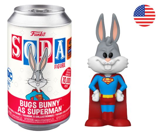 Figurine Funko Soda Looney Tunes Bugs Bunny en Superman (Canette Rouge)